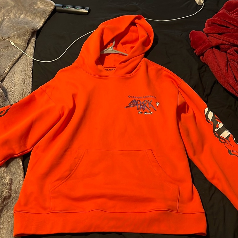New Season Lightly worn chrome hearts stark hoodie (orange/purple)